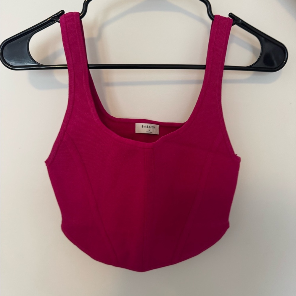 Babaton Fuchsia Square-Neck Crop Tank